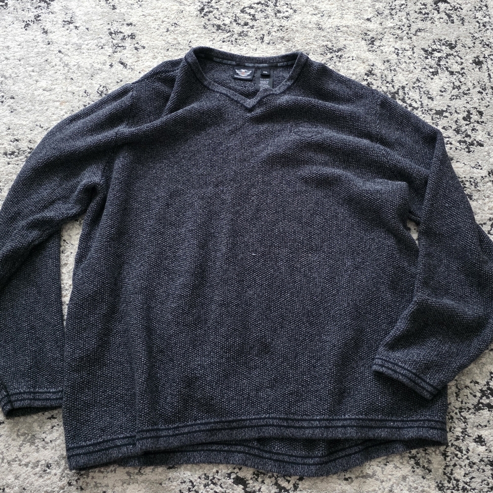 Harley Davidson V-neck Sweater/Thermal Longsleeve Mens Size 2XL Dark Gray